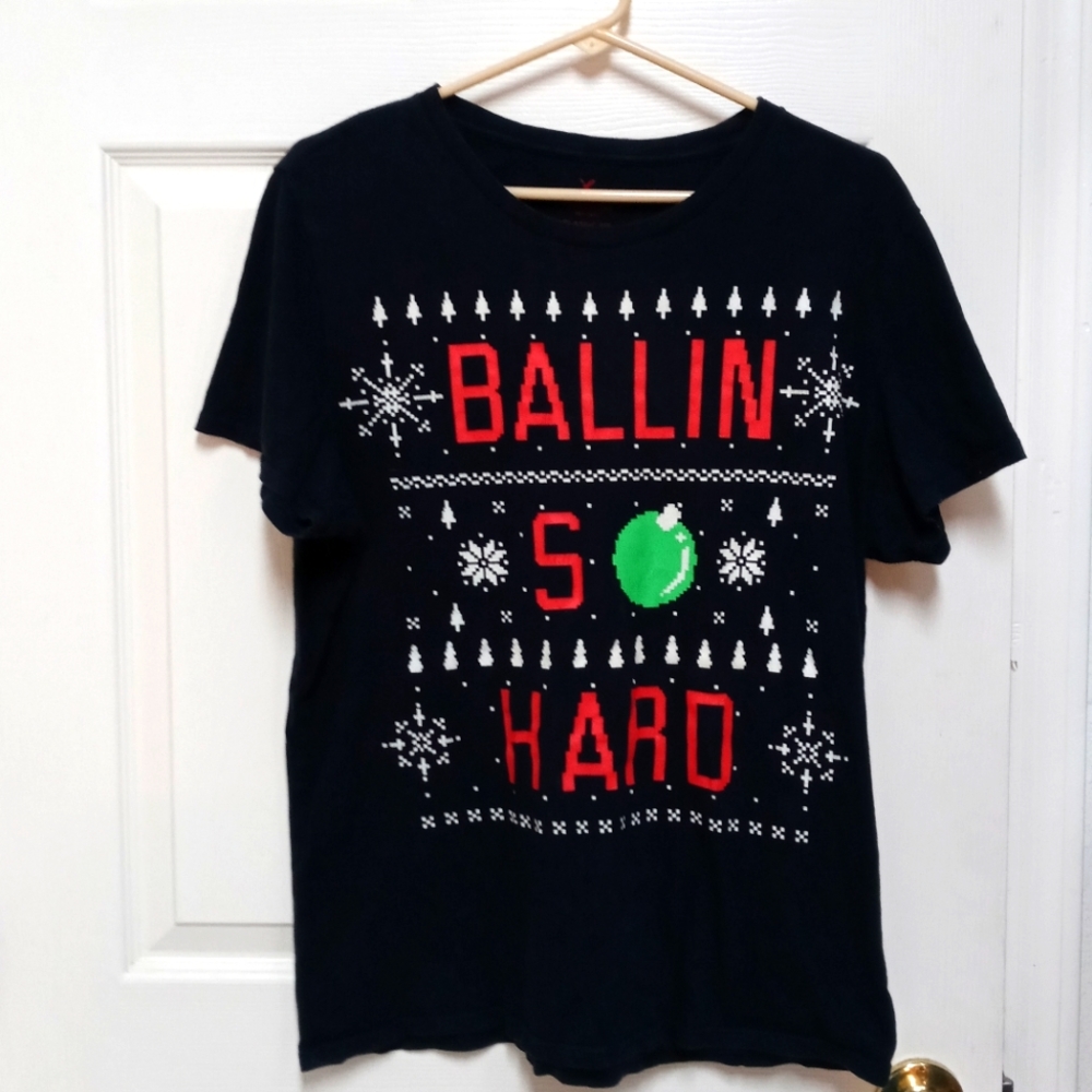 AEO Ballin S Hard Christmas Lightweight Tee Shirt